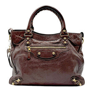 Balenciaga Giant Vero Leather Shoulder Bag Brown